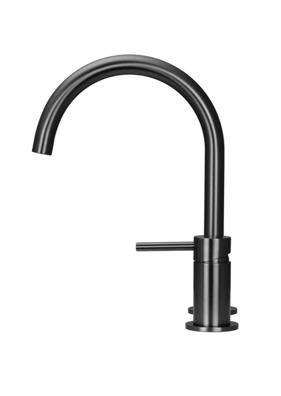 Pure.Sink Luxion 2-hole Gun metal kitchen faucet with round spout PLX2HR-61