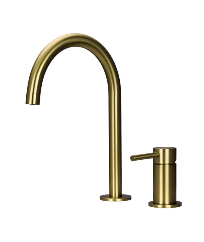 Pure.Sink Luxion 2-hole gold kitchen faucet with round spout PLX2HR-60