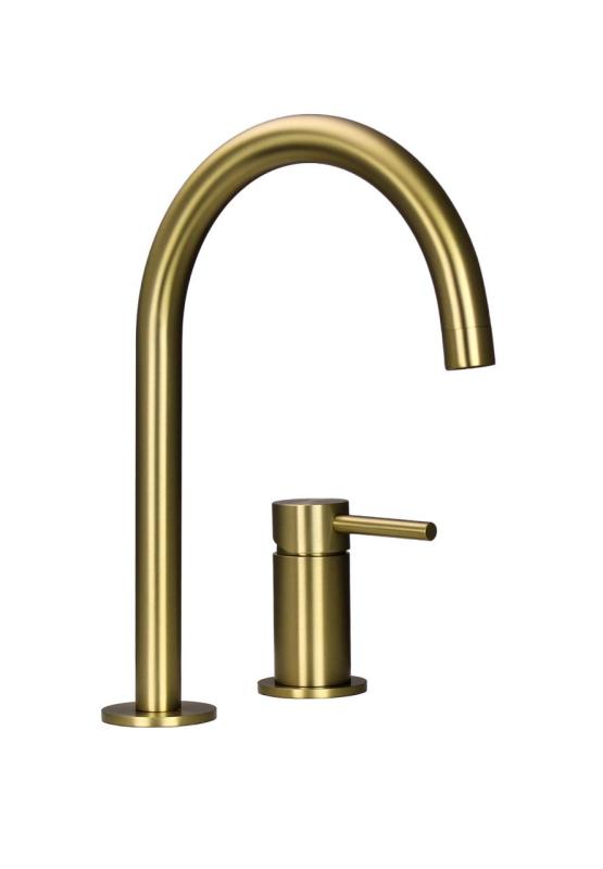 Pure.Sink Luxion 2-hole gold kitchen faucet with round spout PLX2HR-60