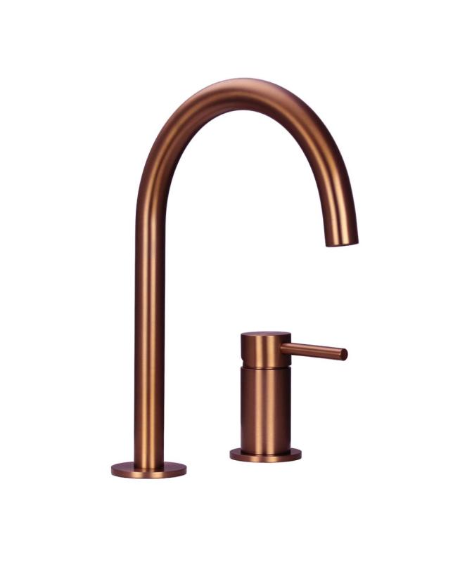 Pure.Sink Luxion 2-hole brass kitchen faucet with round spout PLX2HR-62