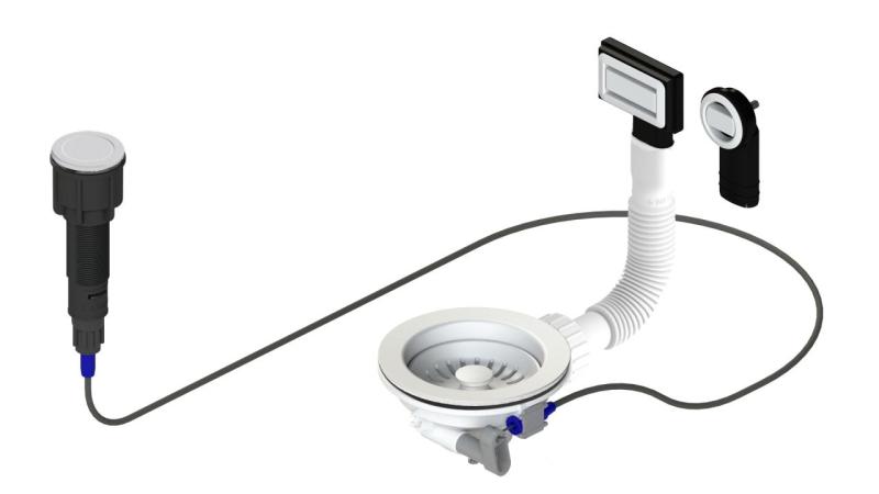 Granitemy White Drainage Set including push-button waste with plug, plus rectangular and round overflow 1208971747