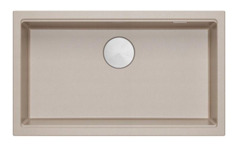 Quadri Newport II large and deep granite sink for both top mount and undermount Beige sink 76x45cm with stainless steel plug 1208971760