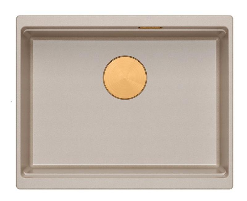 Quadri Newport II granite undermount beige sink 560x450mm with copper plug and drain cap 1208971764