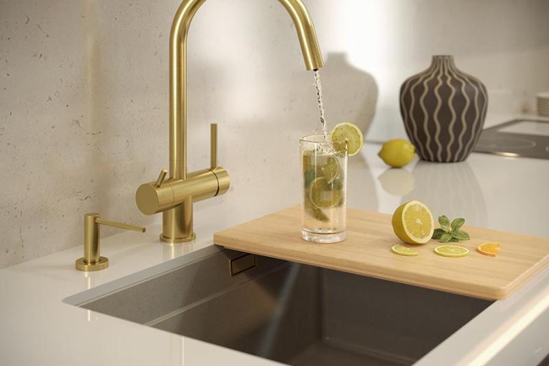 Quadri Newport II granite undermount beige sink 560x450mm with stainless steel plug and drain cap 1208971766