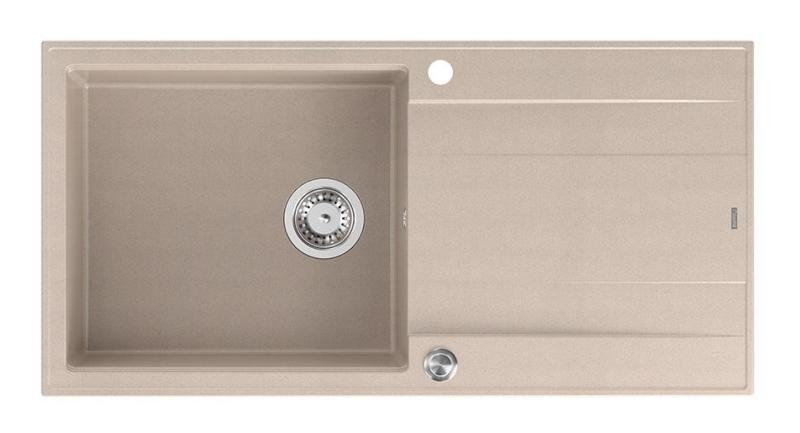 Quadri Luton pearl beige granite built-in sink with reversible drainer 100x50cm with stainless steel plug 1208971772