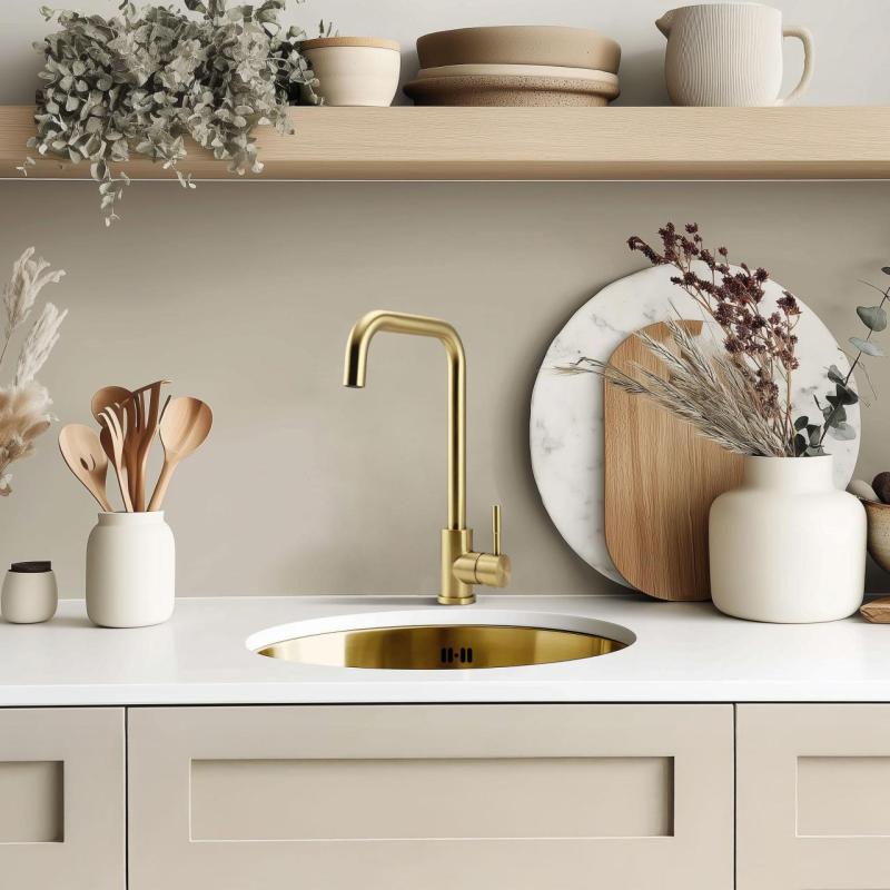 Pure.Sink Rondo Golden Round Sink flush mount, undermount and top mount 38 cm PRN38-60