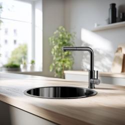 Pure.Sink Rondo Gun Metal Round Sink flush mount, undermount and top mount 38 cm PRN38-61