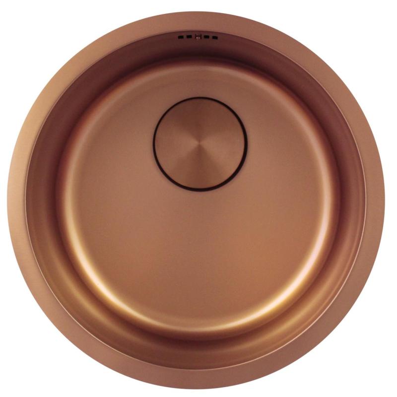 Pure.Sink Rondo Copper Round Sink flat installation, undermount and topmount 38 cm PRN38-62
