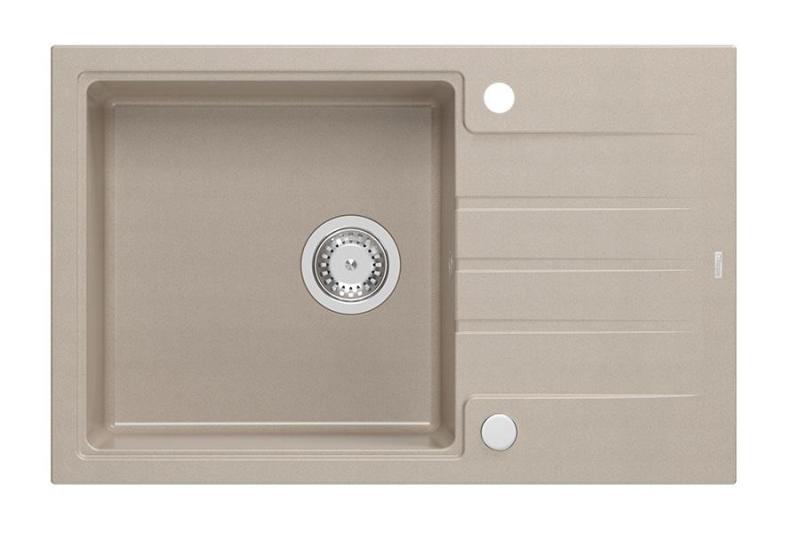 Quadri Cardigan Pearl Beige granite built-in sink with reversible drainer 78x50cm 1208971816