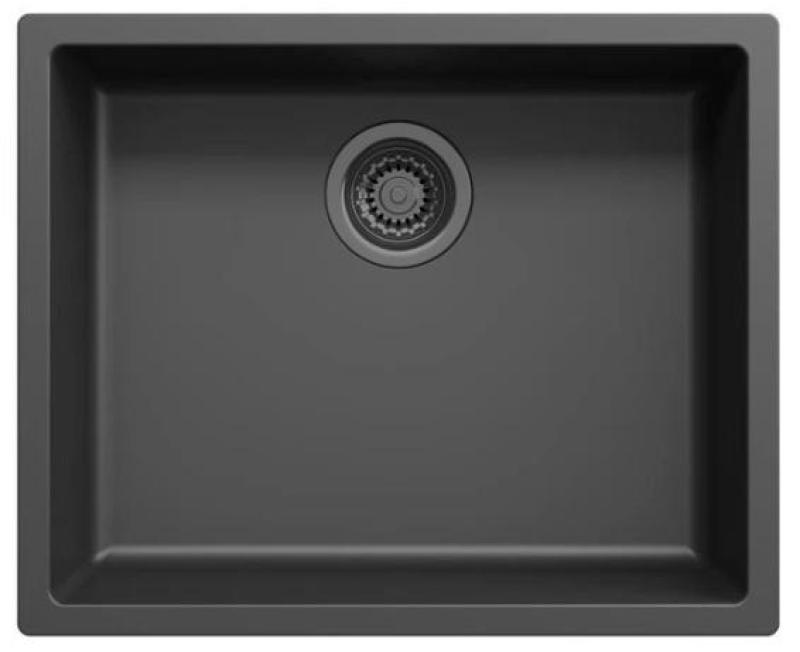 Ausmann Fibre black sink 50x40cm undermount, topmount and flush mount with automatic gun metal plug 1208971860