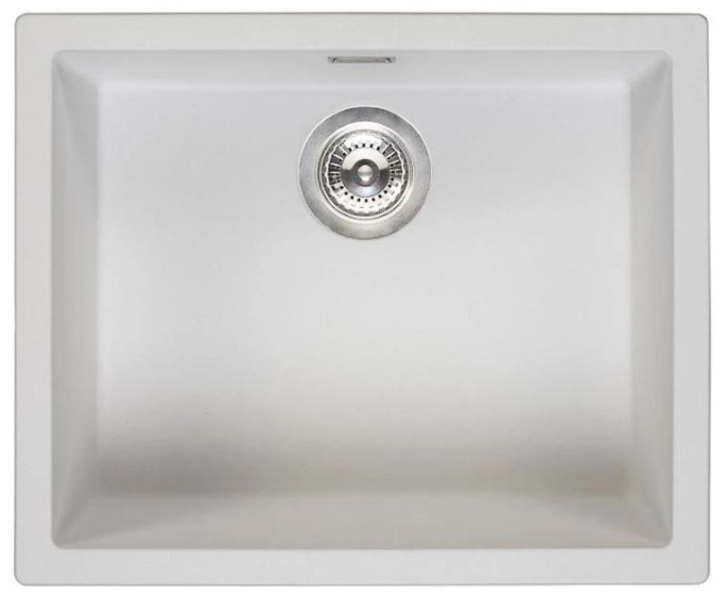 Ausmann Fibre white sink 50x40cm undermount, topmount and flush mount with automatic stainless steel plug 1208971898