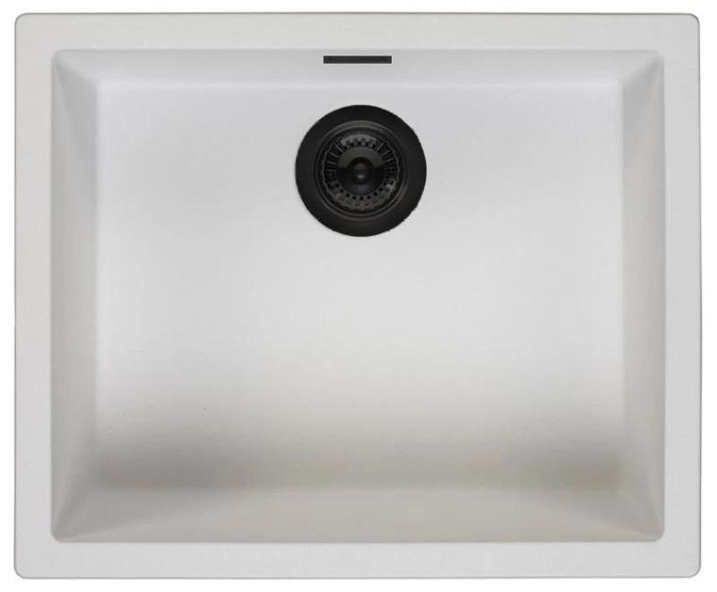 Ausmann Fibre white sink 50x40cm undermount, topmount and flushmount with automatic black plug 1208971899
