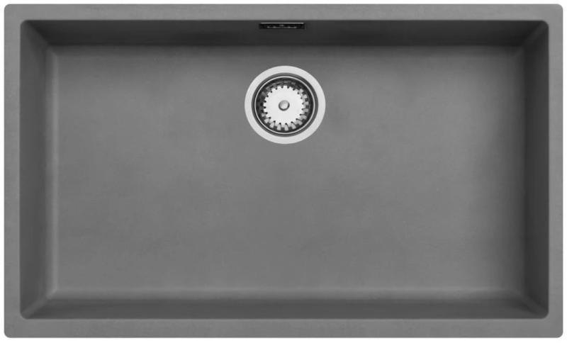 Ausmann Fiber concrete large gray sink 70x40cm undermount, top mount and flush mount with automatic stainless steel plug 1208971920