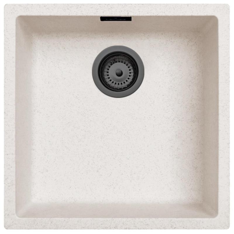 Ausmann Fibre sand white sink 40x40cm undermount, topmount and flush-mount with automatic gun metal plug 1208971929