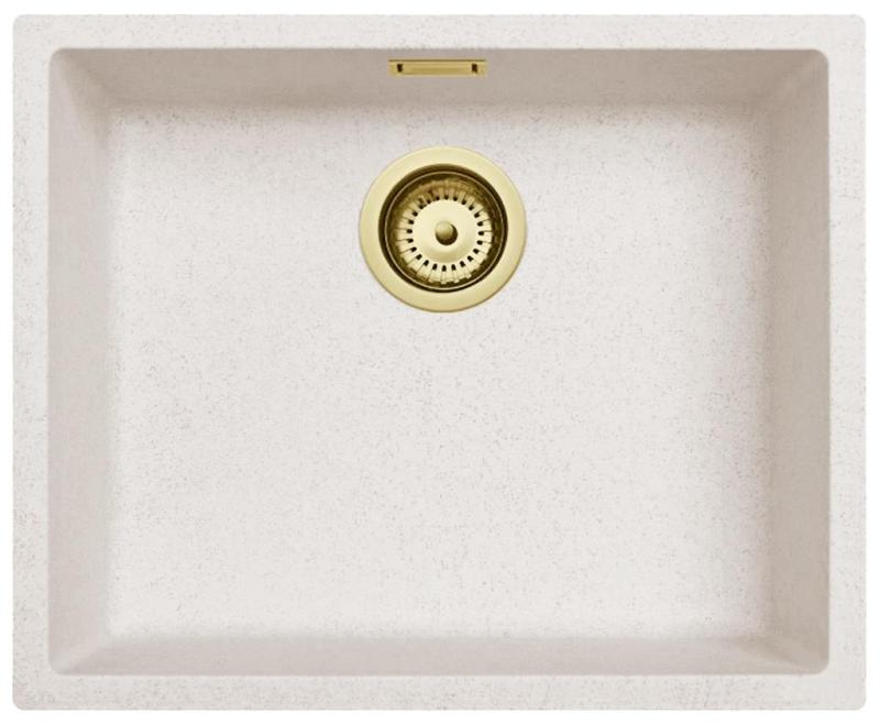 Ausmann Fibre sand white sink 50x40cm undermount, topmount and flush mount with automatic gold plug 1208971933