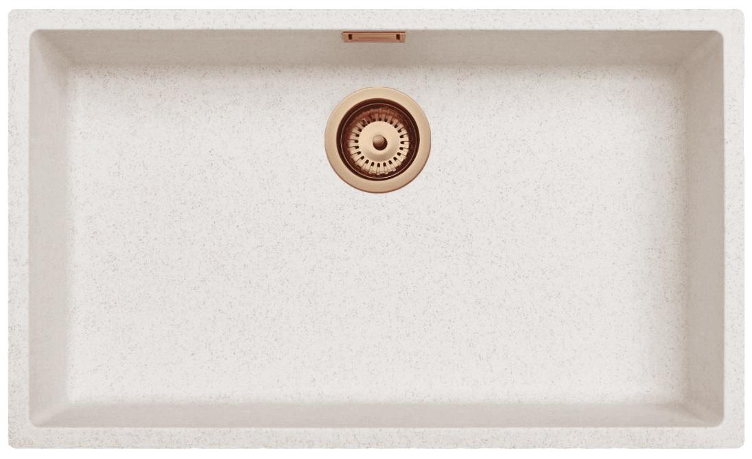 Ausmann Fiber sand white large sink 70x40cm undermount, topmount and flushmount with automatic copper plug 1208971937