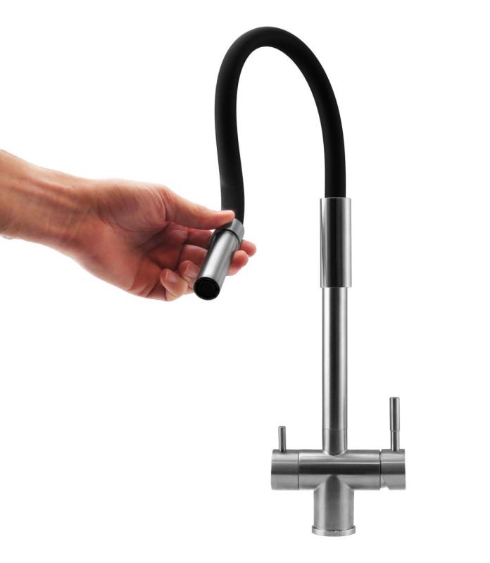 Pure.Sink Elite Steel Flex 3-way Stainless Steel Kitchen Faucet with Flexible Spout and Filtered Water PS8110-02