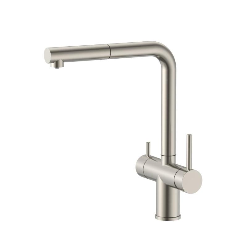 Pure.Sink Elite Steel Clear-S Stainless Steel 3-way Kitchen Tap with Retractable Spout and Filtered Water PS8120-02