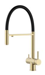 Pure.Sink Elite Steel Flex 3-way PVD brushed gold kitchen faucet with flexible spout and Filtered Water PS8110-60