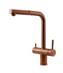 Pure.Sink Elite Steel Clear-S PVD Copper 3-way Kitchen Faucet with Pull-out Spout and Filtered Water PS8120-62