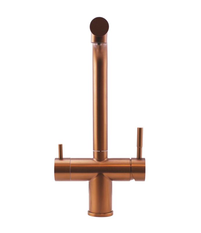 Pure.Sink Elite Steel Clear-S PVD Copper 3-way Kitchen Faucet with Pull-out Spout and Filtered Water PS8120-62