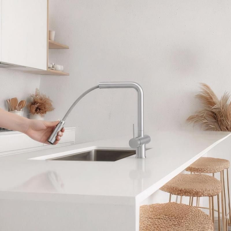 Pure.Sink Elite Steel Clear-S PVD Copper 3-way Kitchen Faucet with Pull-out Spout and Filtered Water PS8120-62