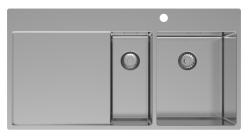 Pure.Sink Exclusivo Stainless steel 1.5 sink with drainer 100x52 cm Tapwing right PEX3418100RT-02