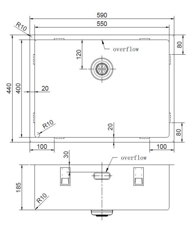 Pure.Sink Exclusivo Gun metal sink 55x40 cm 10mm radius undermount, flush mount, and top mount PEX5540-61