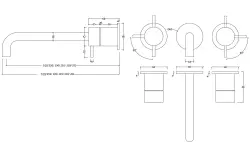 Waterevolution Flow 3-hole Built-in Washbasin Faucet PVD White Gold with spout 15 cm T1163FWGE-15