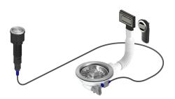 Pure.Sink Universal Stainless steel drain set including push-button waste with plug, plus rectangular and round overflow WSTAUT-02