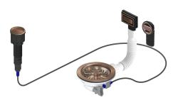 Pure.Sink Universal Copper Drain Set including push-button waste with plug, plus rectangular and round overflow WSTAUT-62