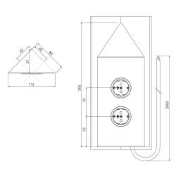 Indux Corner Energy column with 2 sockets, grounded, corner, gold 1208972288