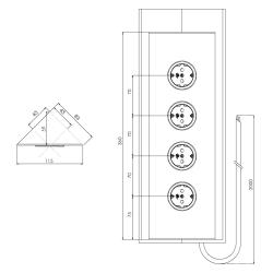 Indux Corner Energy column with 4 sockets, earth connection, copper 1208972291