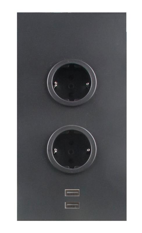 Indux Corner Energy column with 2 grounded sockets and 2 x USB charger Black 1208972297