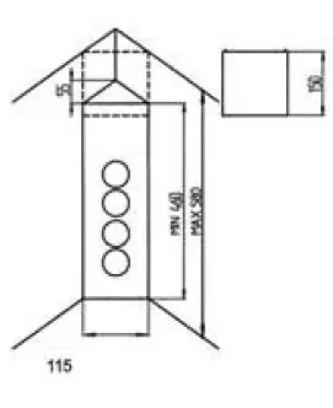 Indux Corner Power strip with 4 sockets, grounded, black 1208972307