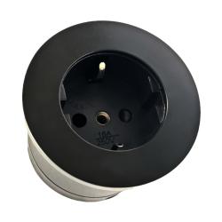 Indux Round Built-in Socket with 1 Outlet Grounding Black 1208972313