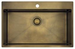 Pure.Sink Luxion Large PVD Antique Bronze sink 78x50 cm Tapwing with tap hole bench and bottom rack PLX7850T-64