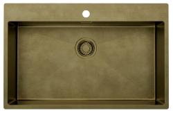 Pure.Sink Luxion Large PVD Antique Bronze sink 78x50 cm Tapwing with tap hole bench and bottom rack PLX7850T-64