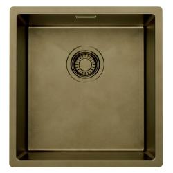 Pure.Sink Luxion PVD Antique Bronze sink 36x40 cm undermount, flush mount, and top mount with bottom rack PLX3640-64