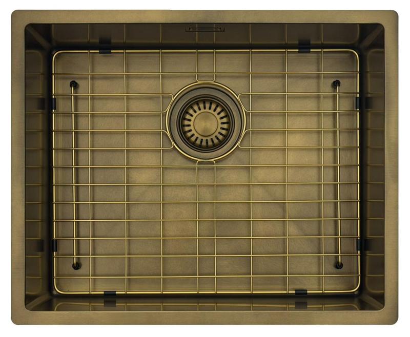 Pure.Sink Luxion PVD Antique Bronze sink 50x40 cm undermount, flush mount, and top mount with bottom rack PLX5040-64
