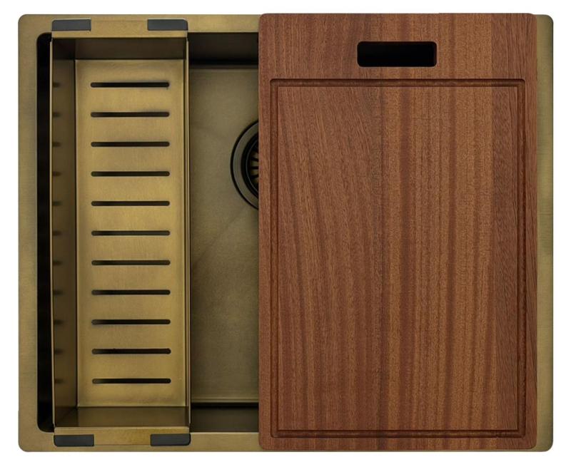 Pure.Sink Luxion PVD Antique Bronze sink 50x40 cm undermount, flush mount, and top mount with bottom rack PLX5040-64