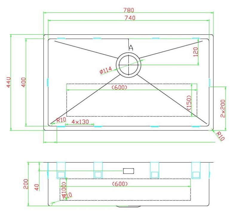 Pure.Sink Luxion Large PVD Antique Bronze sink 74x40 cm undermount, flush mount, and top mount with bottom rack PLX7440-64