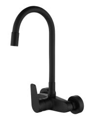 Aquanello Casa Wall-Mounted Kitchen Faucet, Black with High-Reach Flexible Spout BL-1301-CS
