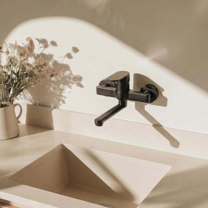 Aquanello Casa Single-lever Kitchen Wall Faucet Black with 15 cm spout BL-1415-CS