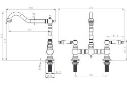 Aquanello Heritage Manor Classic Kitchen Nostalgic Bridge Kitchen Faucet, Stainless Steel with White Handle NB-0010-HM