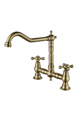 Aquanello Heritage Ascot Classic Kitchen Nostalgic Bridge Kitchen Faucet, Bronze with Cross Handles BN-0011-HM