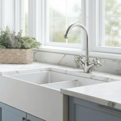 Aquanello Heritage Ascot Classic Kitchen Nostalgic Stainless Steel Kitchen Faucet with Round Spout NB-4003-HA