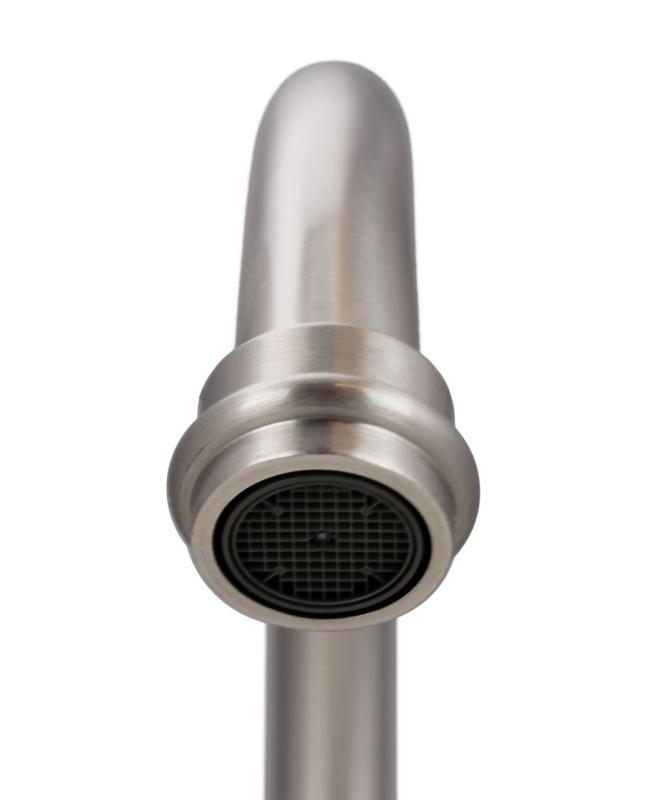 Aquanello Heritage Manor Classic Kitchen Nostalgic Bridge Kitchen Faucet Stainless Steel with White Handle and Round Spout NB-4001-HA