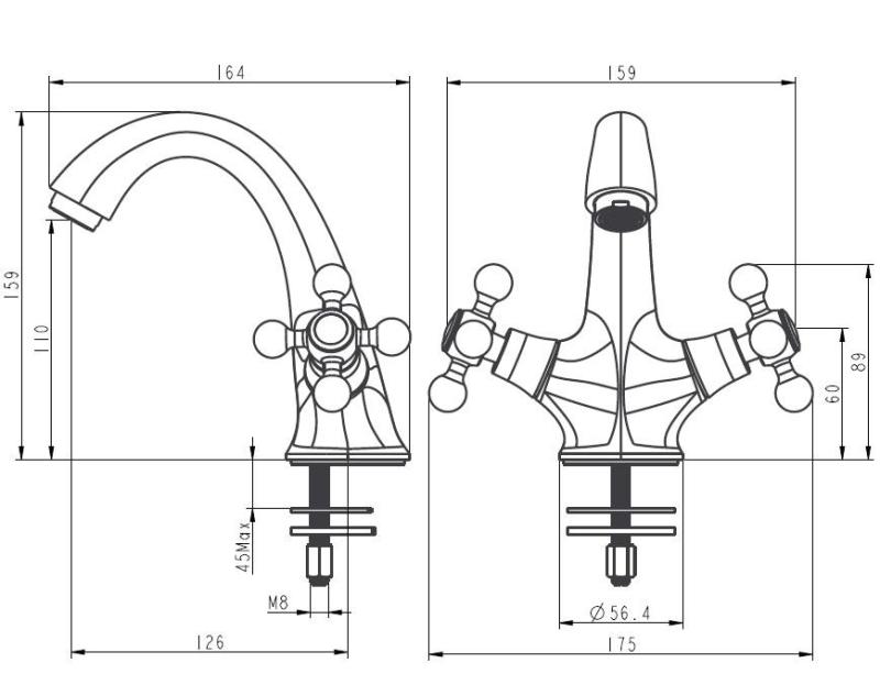 Aquanello Heritage Ascot Classic Nostalgic Basin Mixer Faucet Bronze BN-4101-HA
