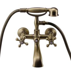 Aquanello Heritage Ascot Classic Surface-Mounted Bath Mixer with Star Knobs Bronze including Hand Shower BN-3002-HA
